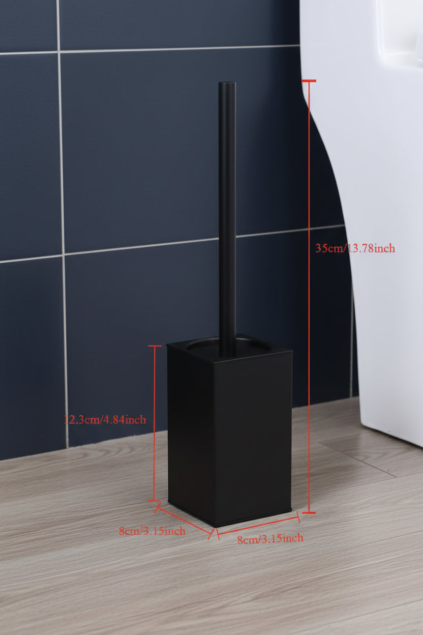 Elegant Black Square Toilet Brush with Wall Support