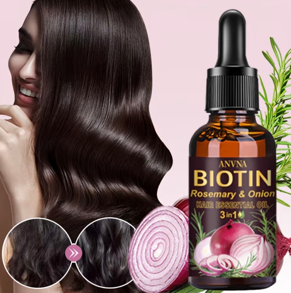 Set of 5 pieces for onion and biotin hair care