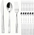 30-piece hammered silver plastic cutlery set