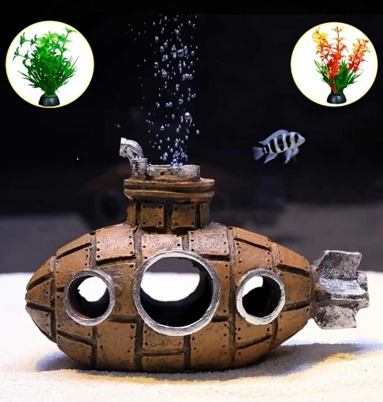 3 pieces Decoration Underwater Aquarium Retro