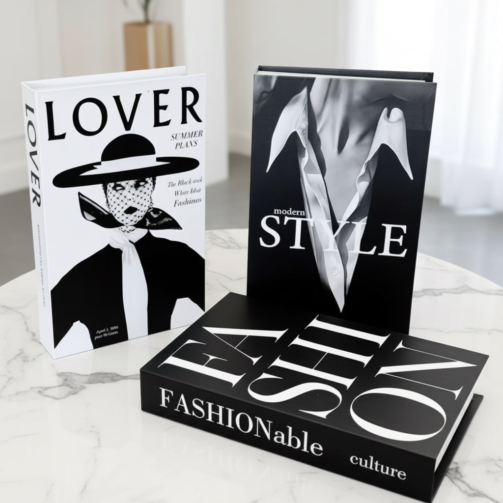 Set of 3 pieces of luxury black and white decorations for furniture