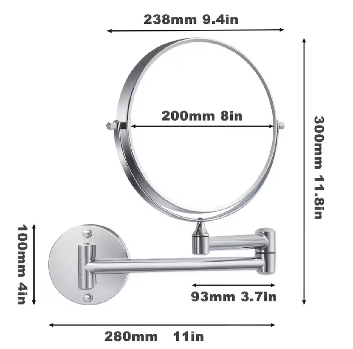 1 specchio da bagno 20 cm 3X