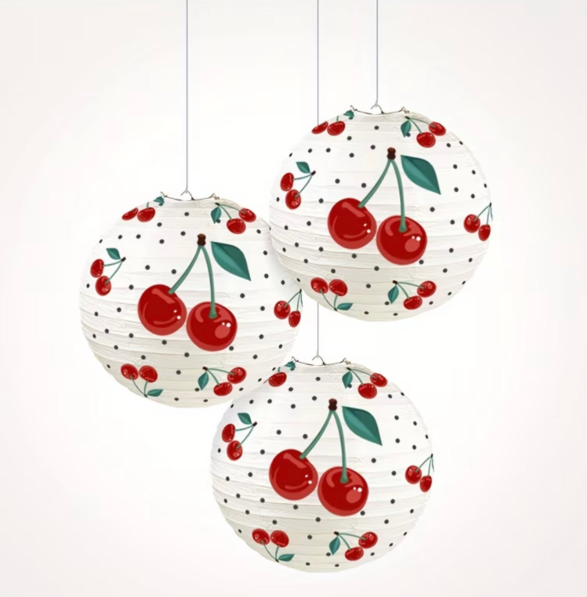 Set of Cherry Paper Lanterns