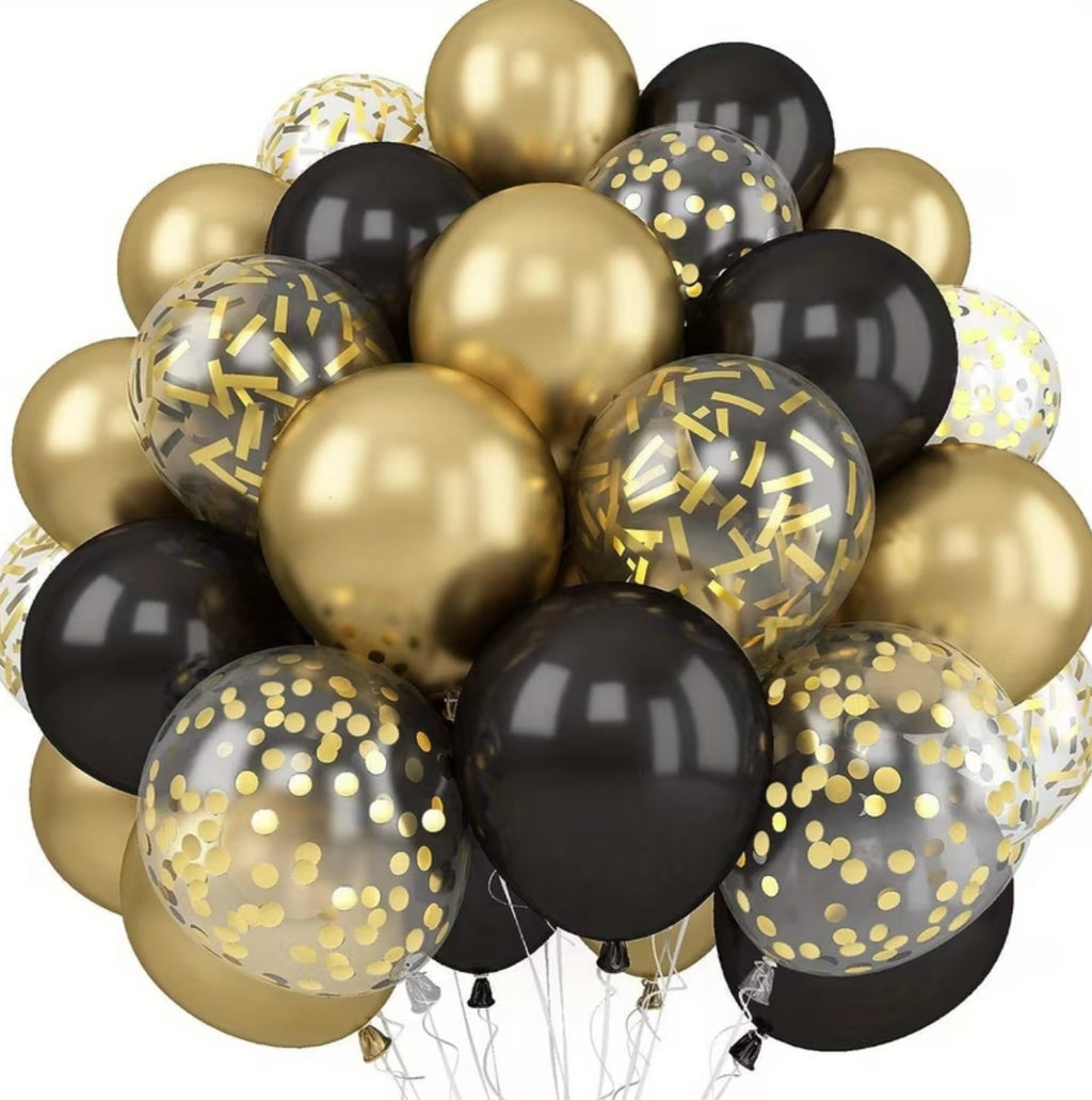 30 gold, blue, silver metalized balloons