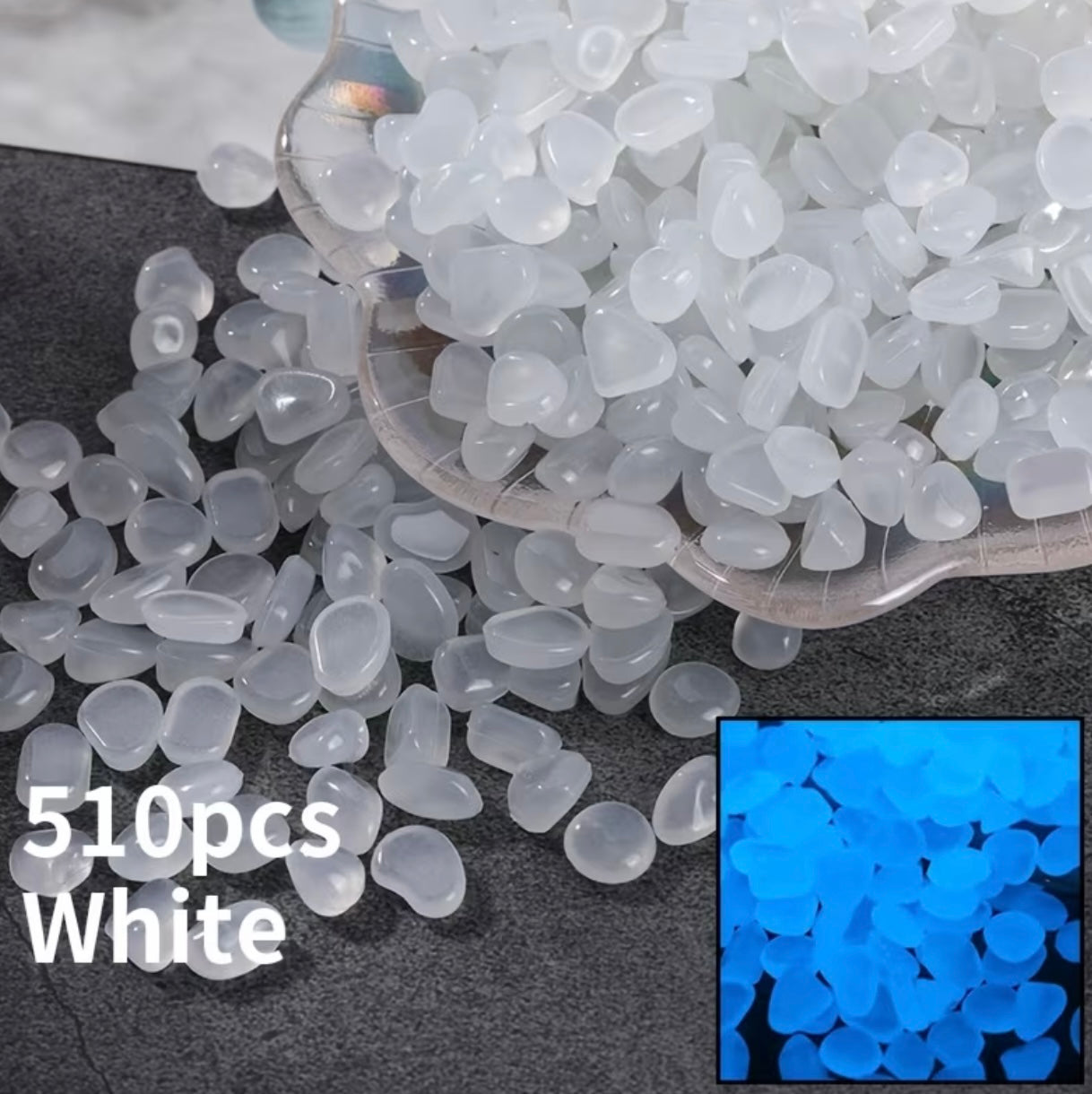 5 pcs Resin Pebbles, Phosphorescent Stones, Stones

Decorative Coloured