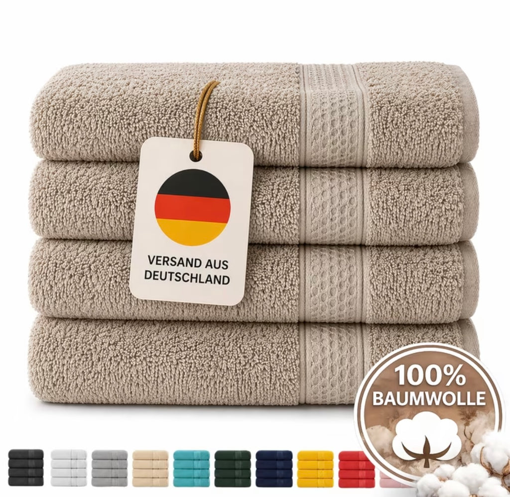 Set of 4 bath towels for shower and sauna