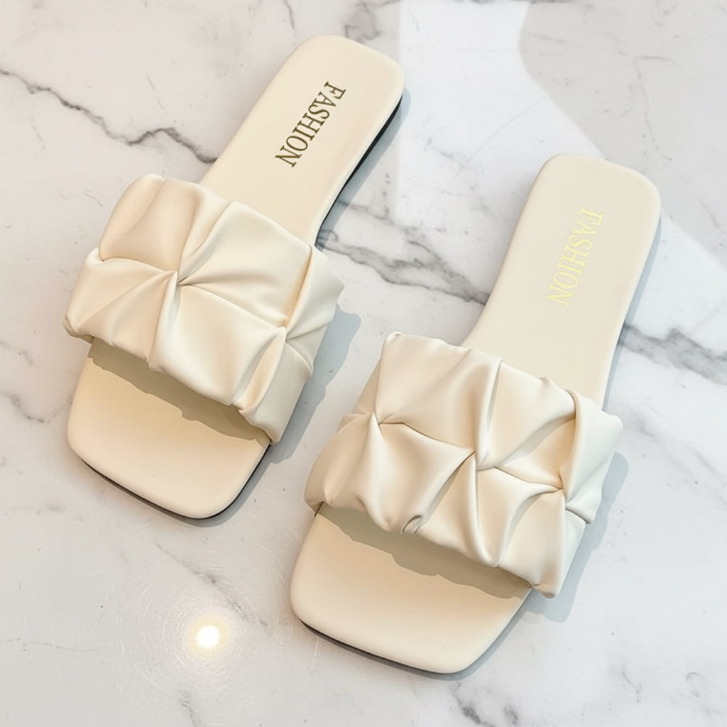 Women's sandals Flat slip-on slippers with ruffles for women
