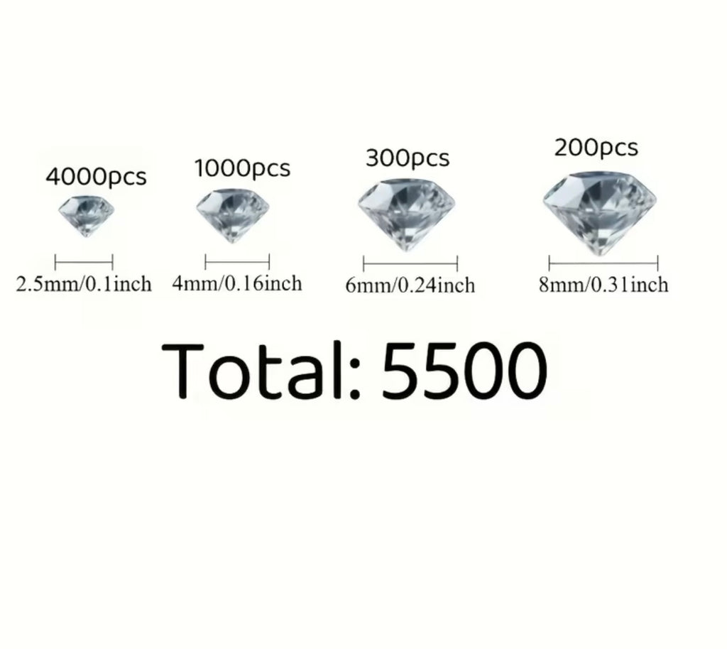 5500 pieces of decorations with fake diamonds