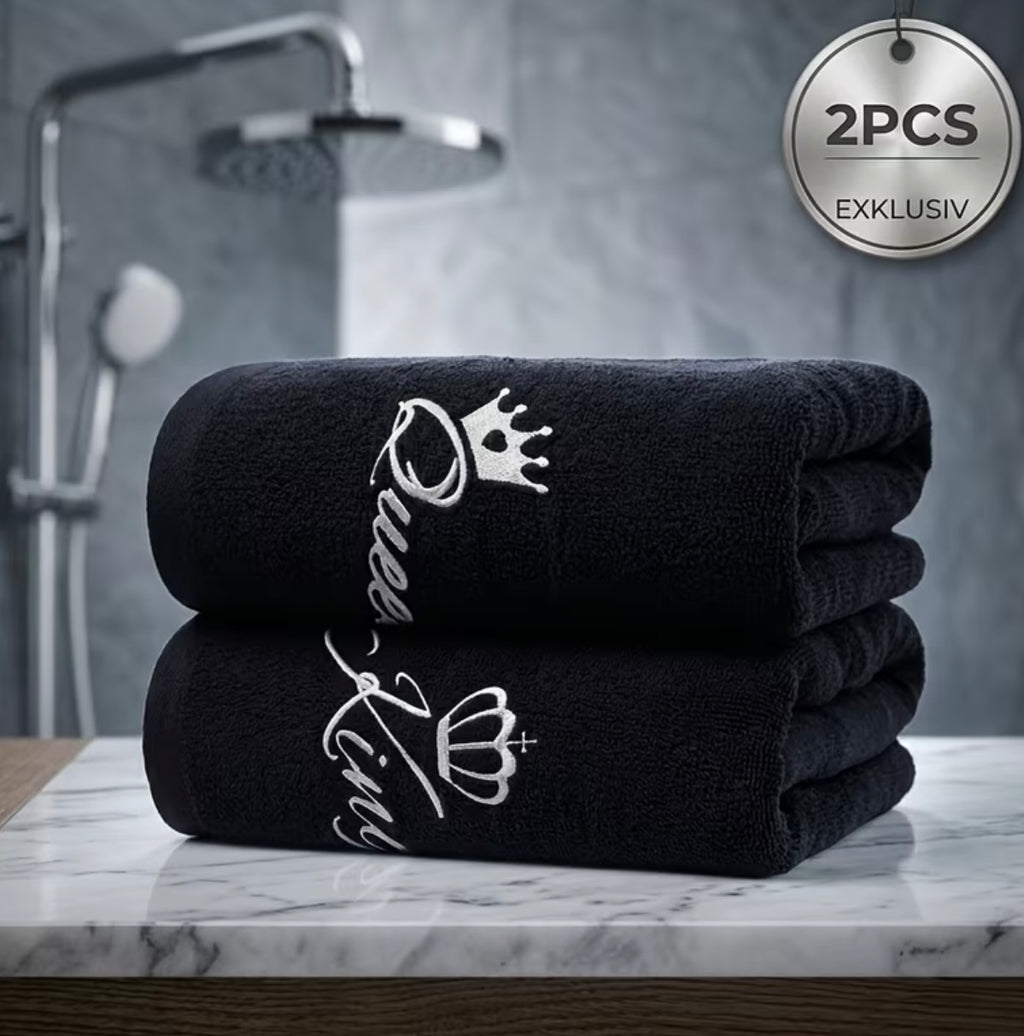 2 modern unisex bathroom towels