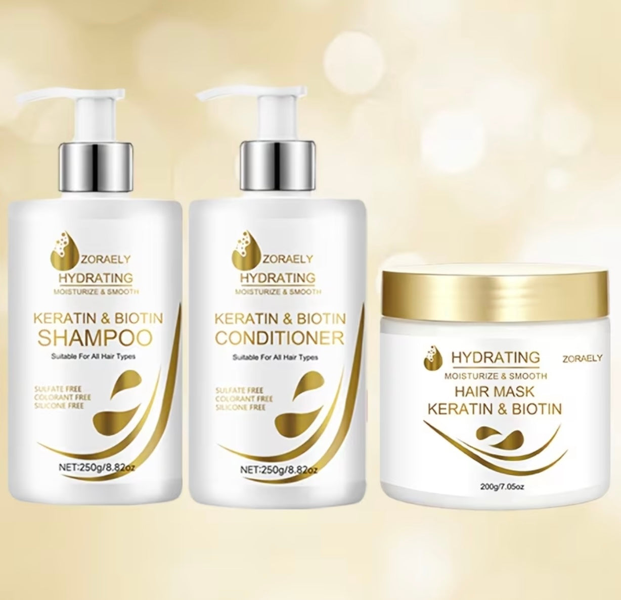 ZORAELY Hair Care Set with Keratin and Biotin