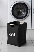 Large capacity 1-piece foldable storage basket with wooden handles
