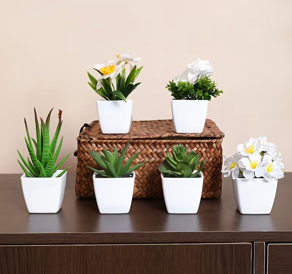 1SET-6pcs Set of Artificial Potted Plants