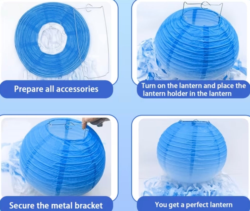 Blue Gradient Paper Lantern Set