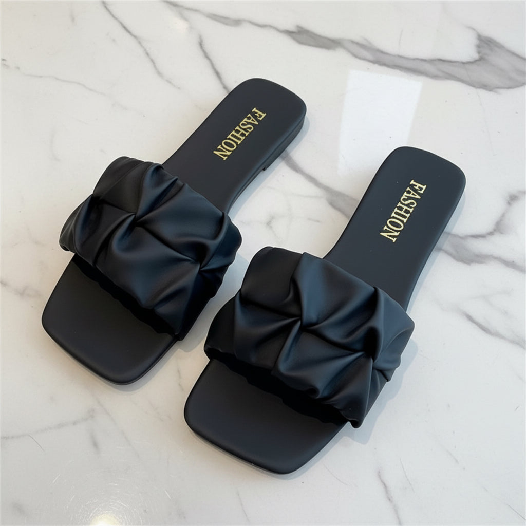 Women's sandals Flat slip-on slippers with ruffles for women