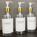 Set of 3 dispensers for shampoo and conditioner
