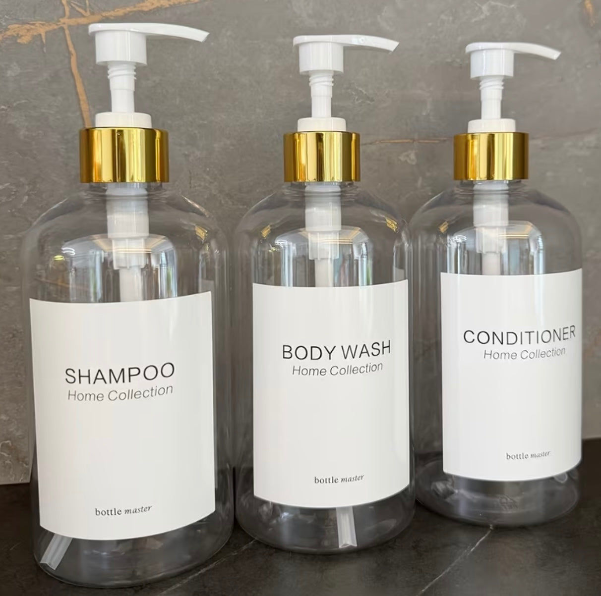 Set of 3 dispensers for shampoo and conditioner