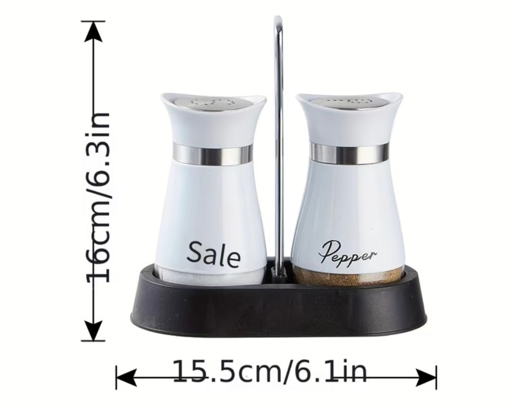Salt and Pepper Set with Storage Rack (1 Storage Rack + 2 Bottles)