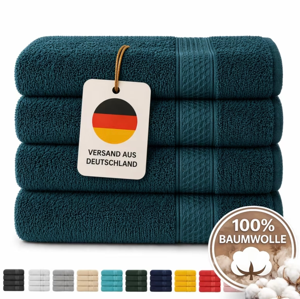 Set of 4 bath towels for shower and sauna