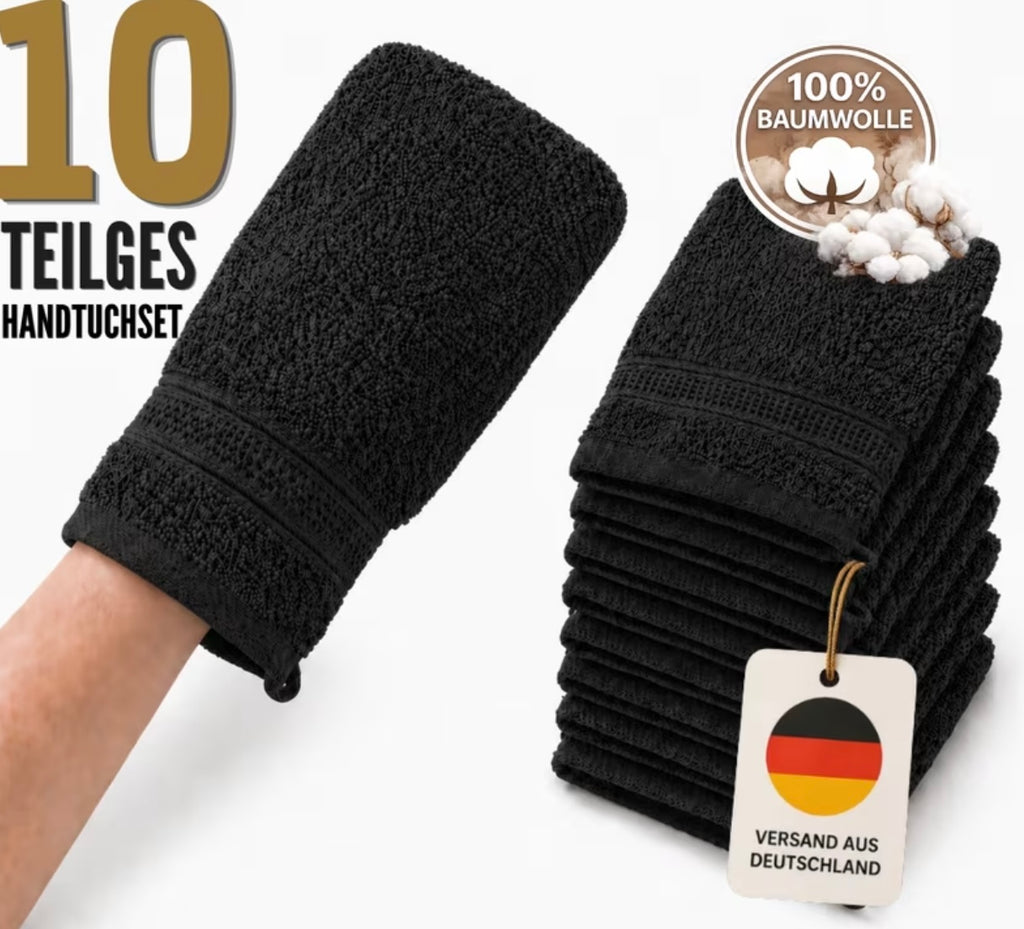 Set di Asciugamani a mano da 10 Pezzi in 100% Cotone