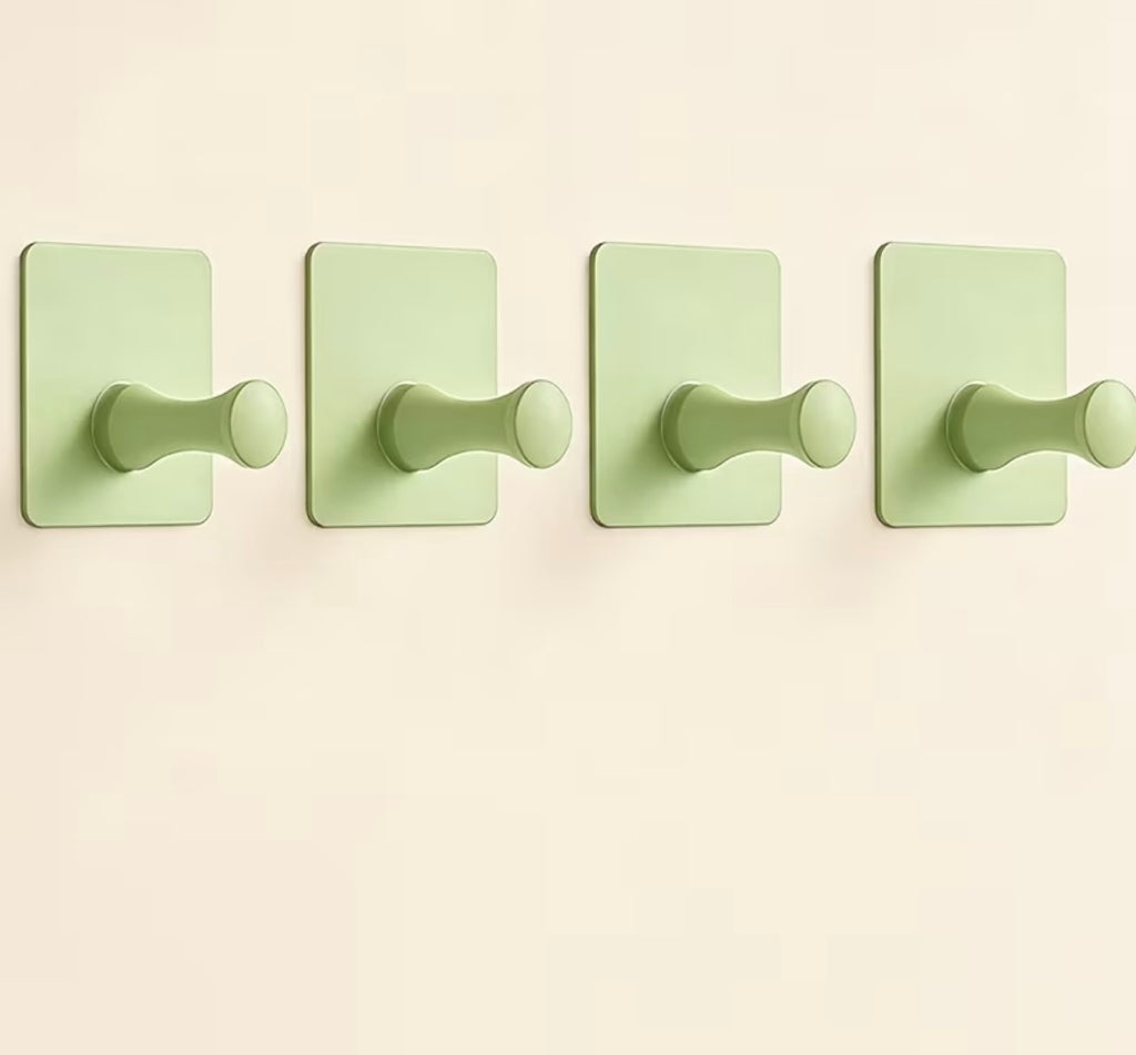 Set of 4 Amoichic hooks designed for use in bathrooms and kitchens