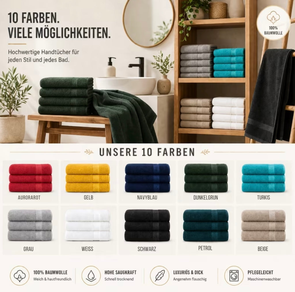 Set of 4 bath towels for shower and sauna