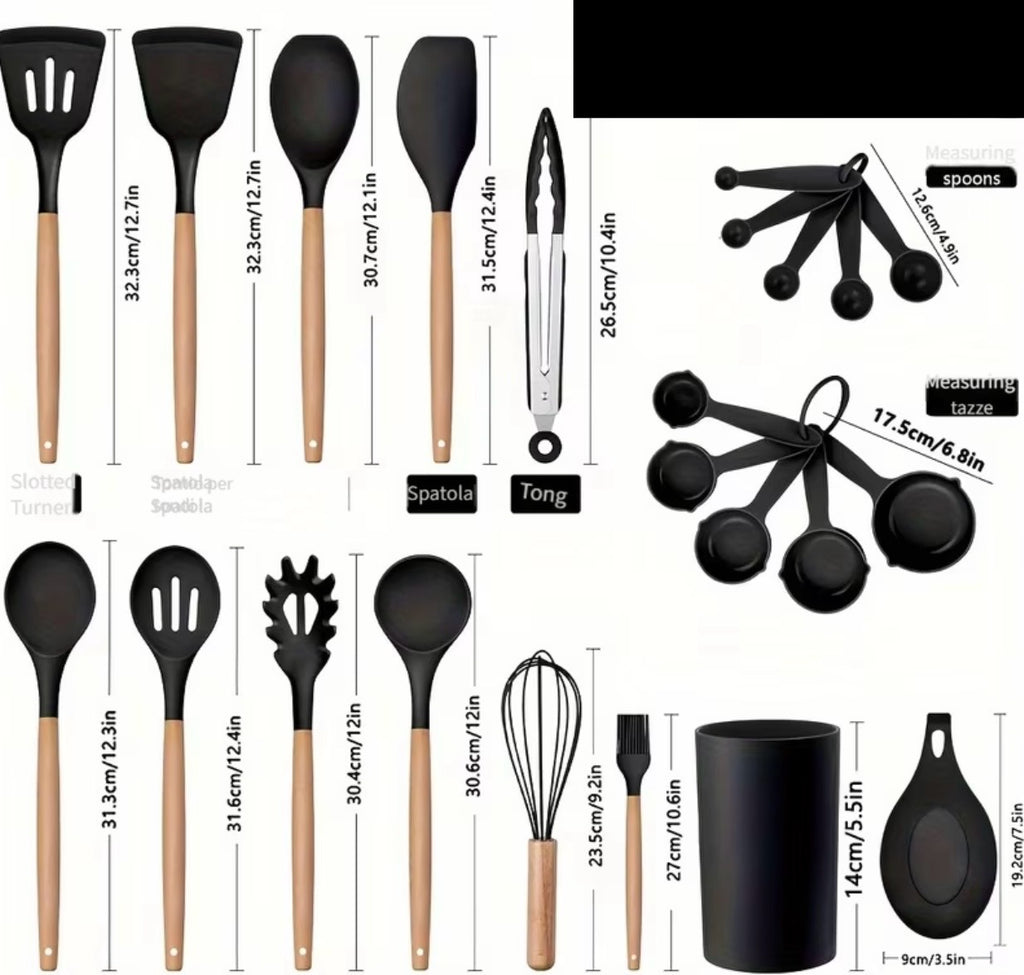 23-piece silicone utensil set, kitchen utensil set