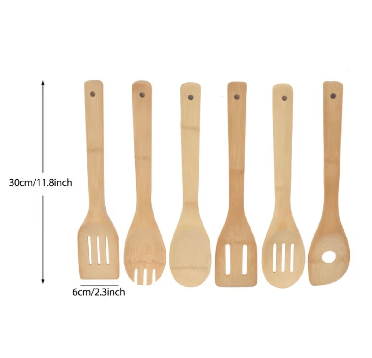 Set of 6 wooden utensils, wooden spoons for cooking