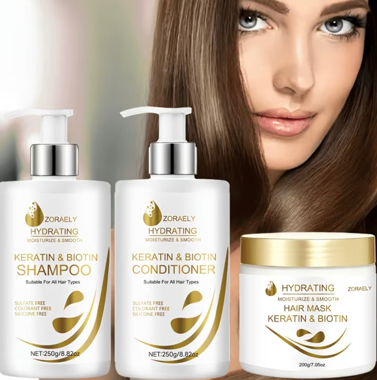 ZORAELY Hair Care Set with Keratin and Biotin