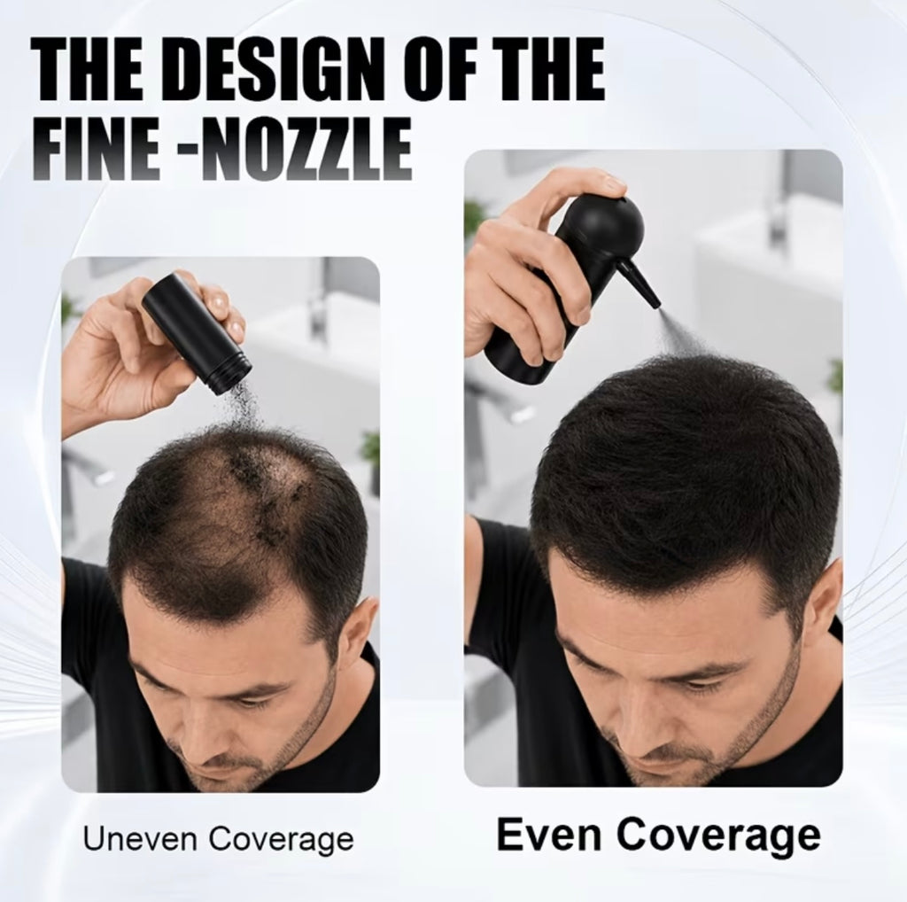 Matching nozzle set for fibre powder for hair dye filling