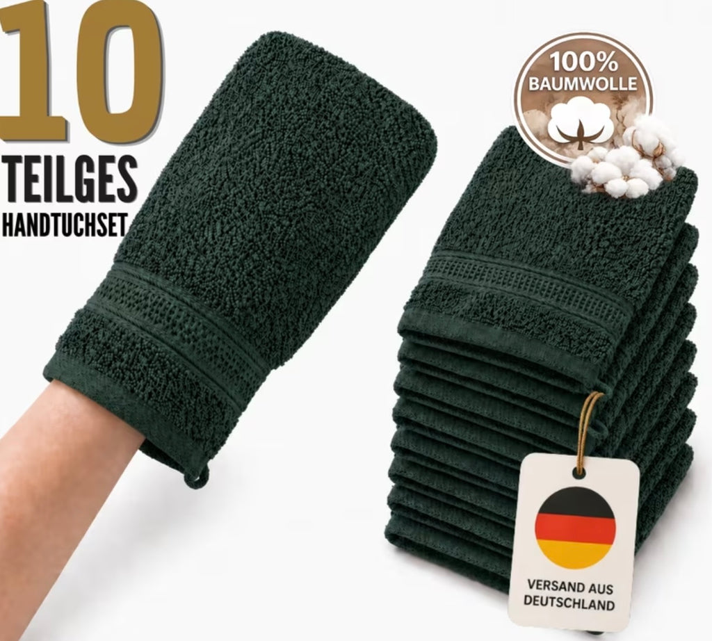 Set di Asciugamani a mano da 10 Pezzi in 100% Cotone