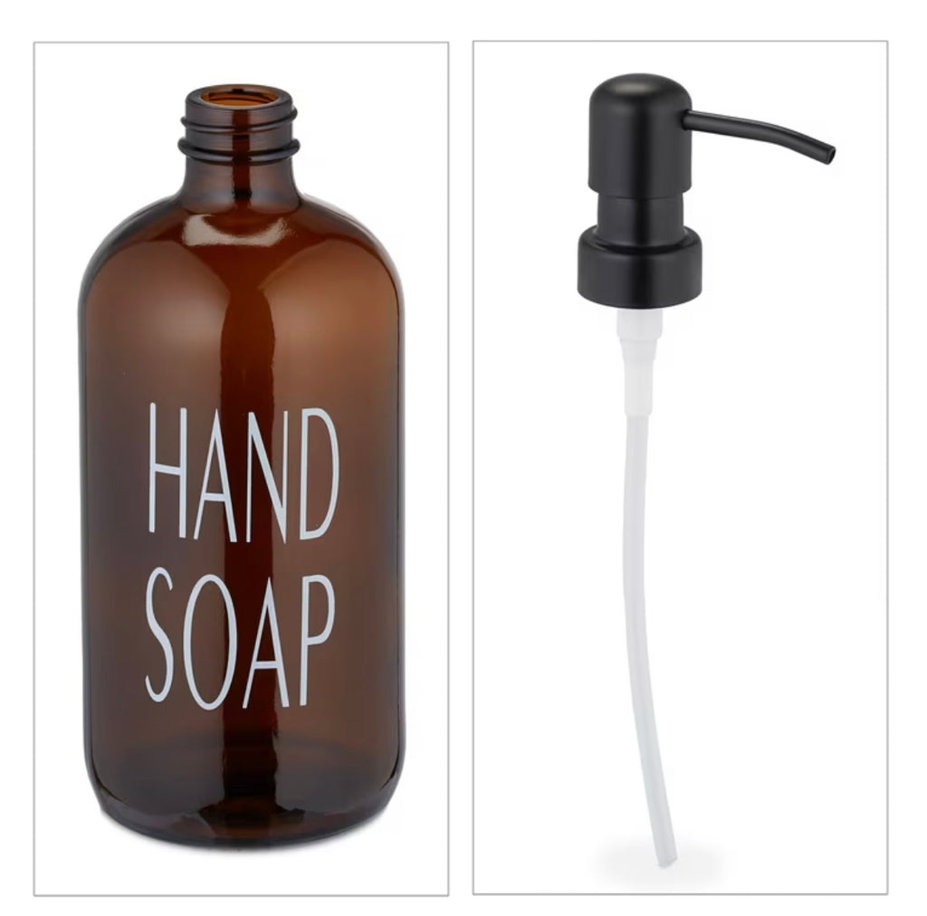 2 x Dispenser di Sapone in Vetro Marrone - 500 ml
