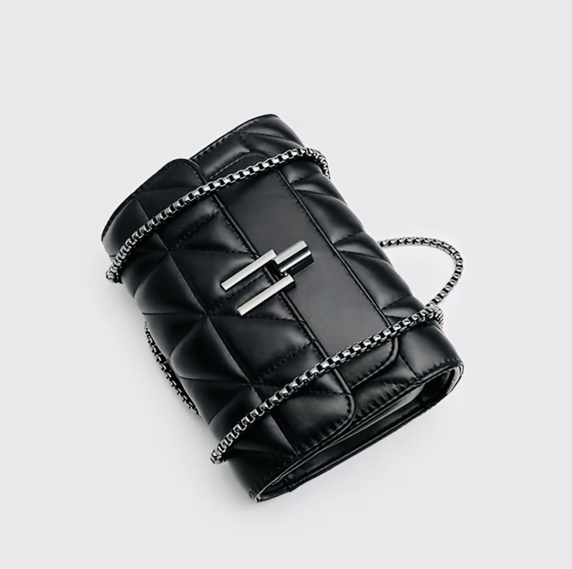 Bolso de hombro de mujer a cuadros negros